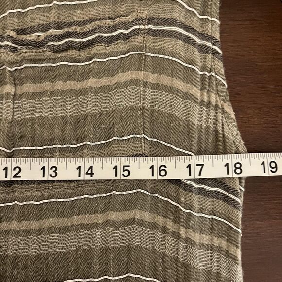 PrAna Shirt Dress Womens L Green Striped Snap Front Sleeveless Snap Hem Casual - Picture 6 of 7